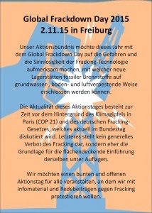 Demo: Global Frackdown Day 2015 @ Bertoldstraße Ecke Niemensstraße Freiburg